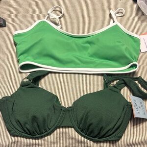 Shade & Shore & joylab Green Bikini Tops Sz XL and 36D